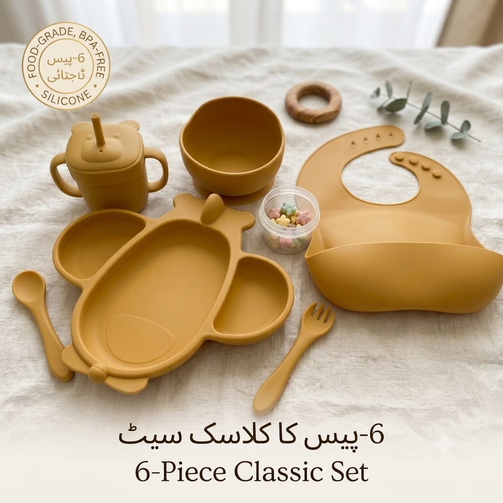 Silicone Baby Feeding Set, Suction Bowl, Cup & Utensils | 6-Piece Toddler Mealtime Set