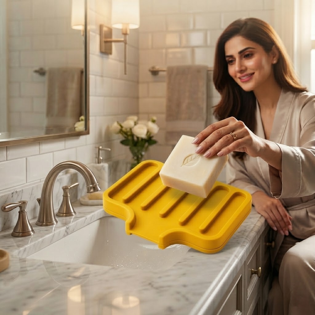 Modern Silicone Soap Tray for Bathroom & Kitchen Sink
