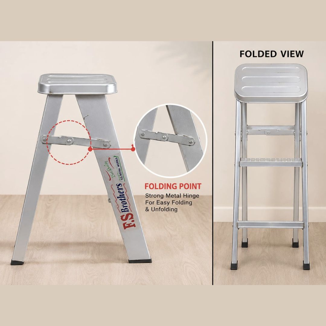 Heavy-Duty Anti-Slip 3 Feet Foldable Iron Step Ladder