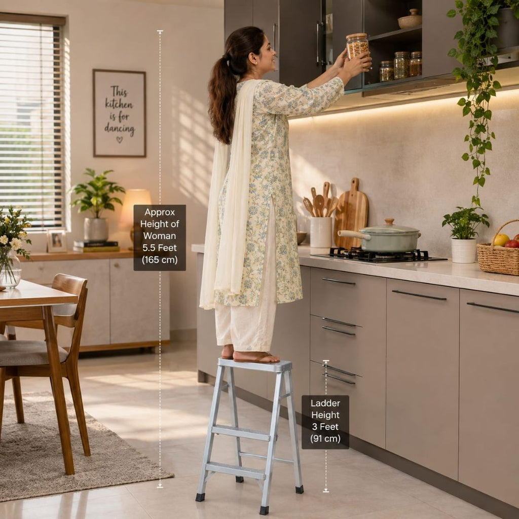 Heavy-Duty Anti-Slip 3 Feet Foldable Iron Step Ladder
