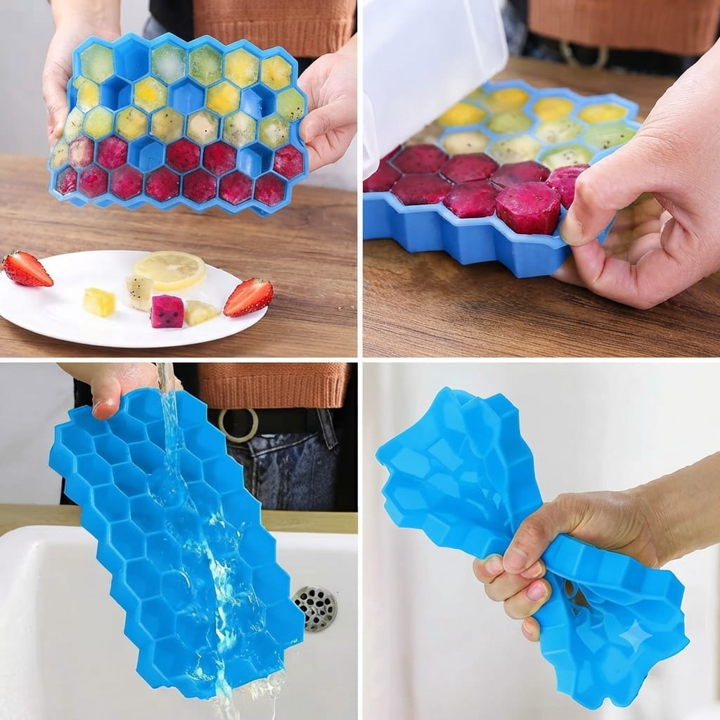HoneyComb Silicone Ice Cube Tray Multi-Purpose Mold for chocolate and jelly making