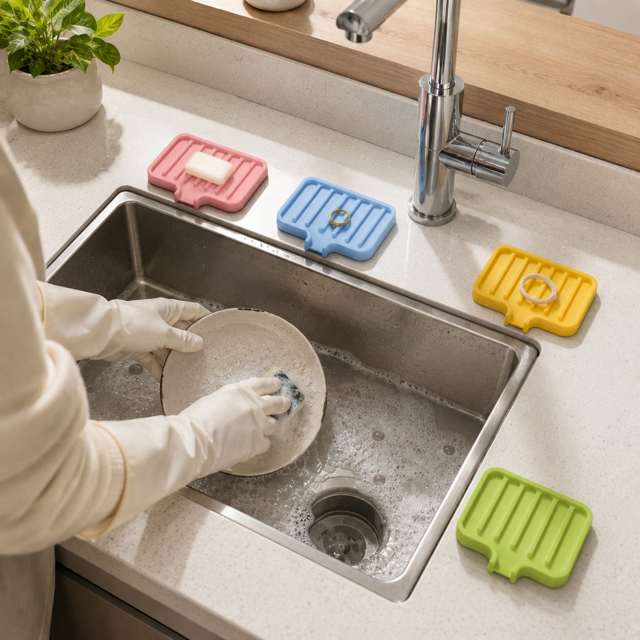 Modern Silicone Soap Tray for Bathroom & Kitchen Sink