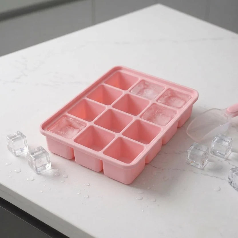 4-Piece Square Ice Cube Tray Bundle – Reusable Silicone Ice Molds
