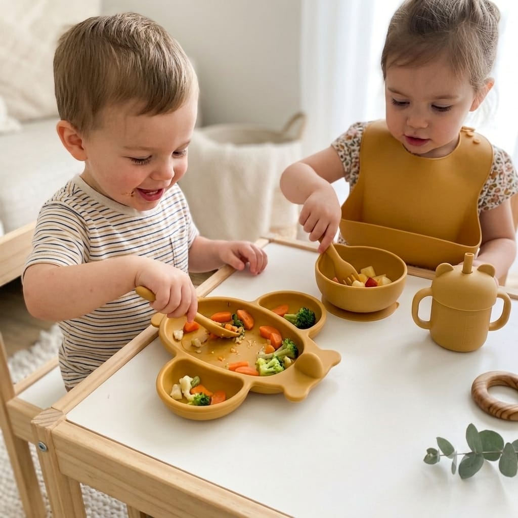 Silicone Baby Feeding Set, Suction Bowl, Cup & Utensils | 6-Piece Toddler Mealtime Set