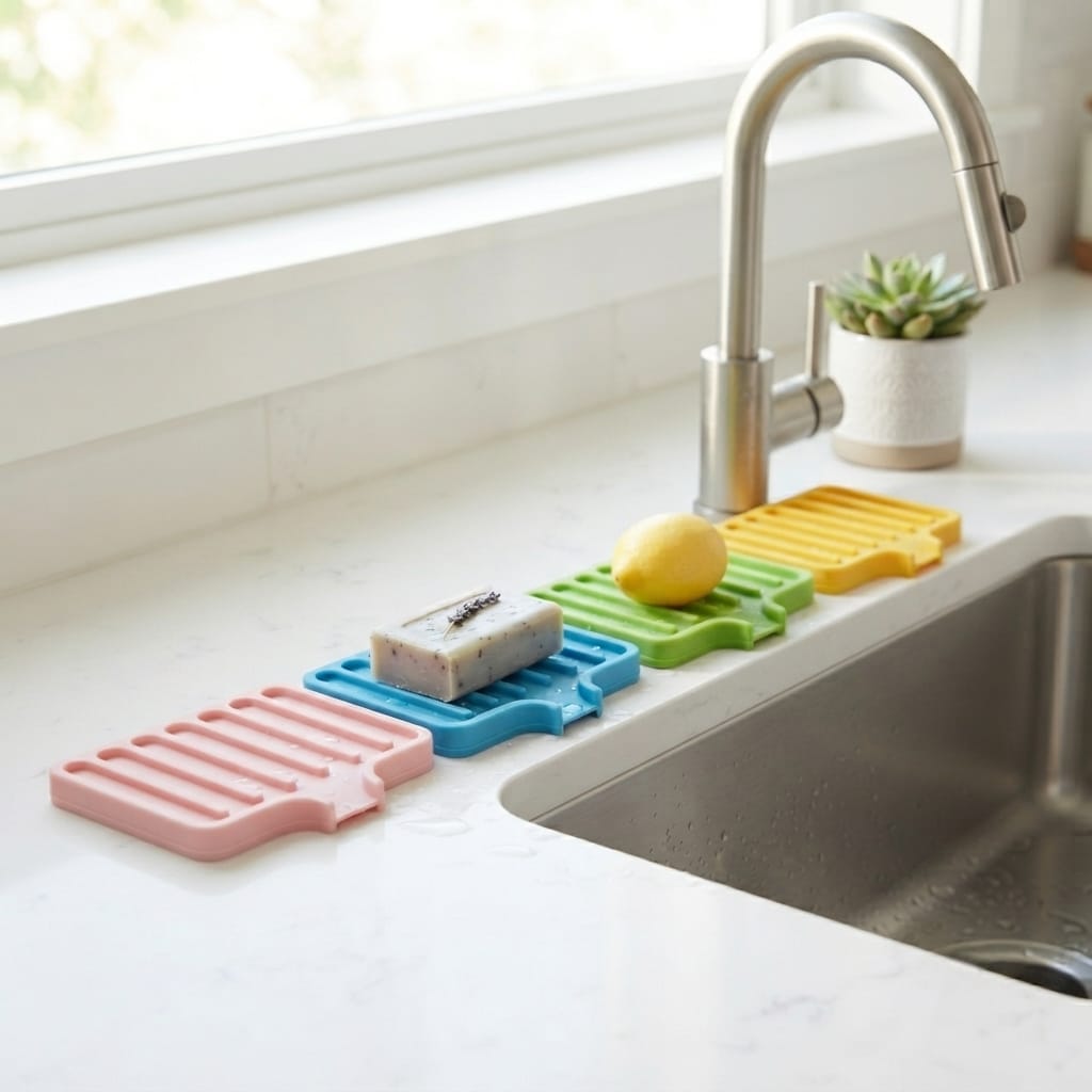 Modern Silicone Soap Tray for Bathroom & Kitchen Sink