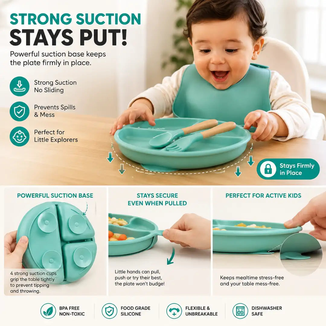 Silicone Kids Meal Set – 3 Piece Suction Plate Set