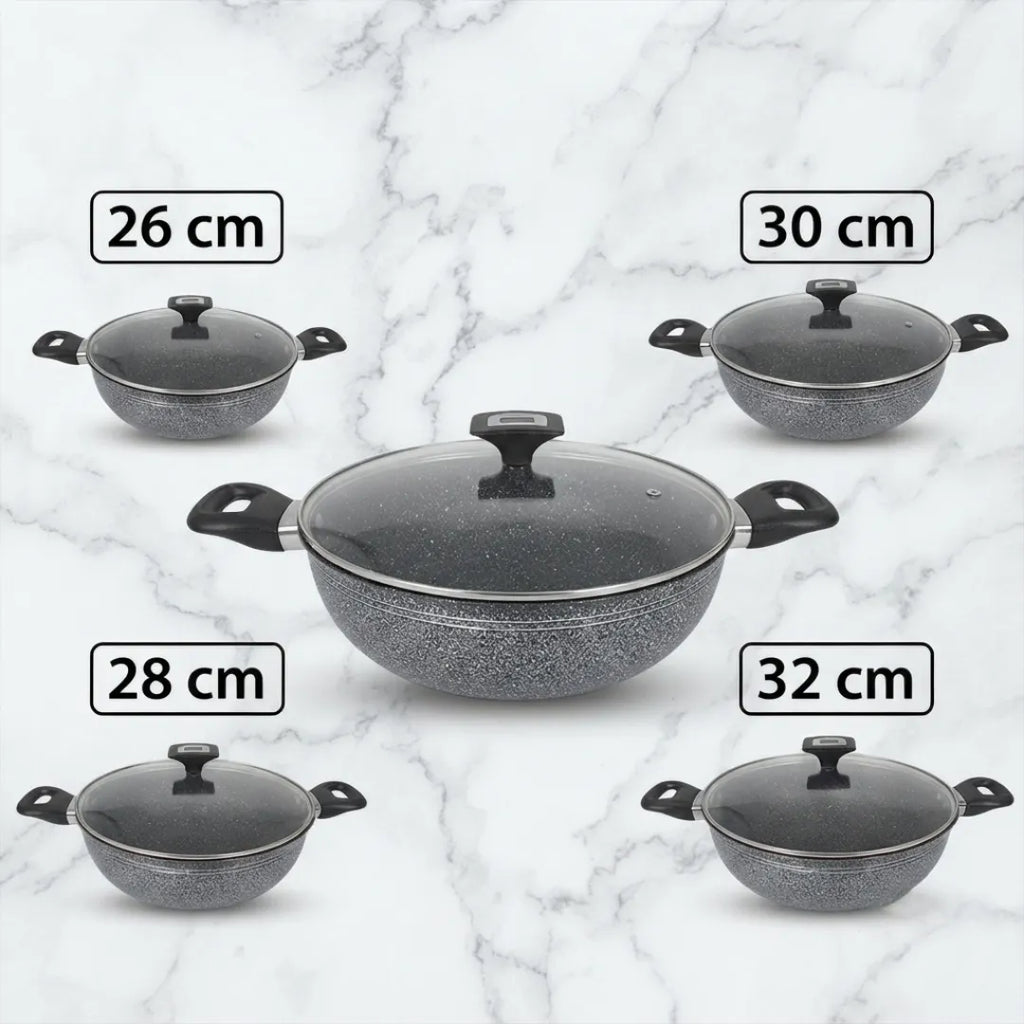 Premium Aluminum Wok. KARAHI. non-stick with glass lid.
