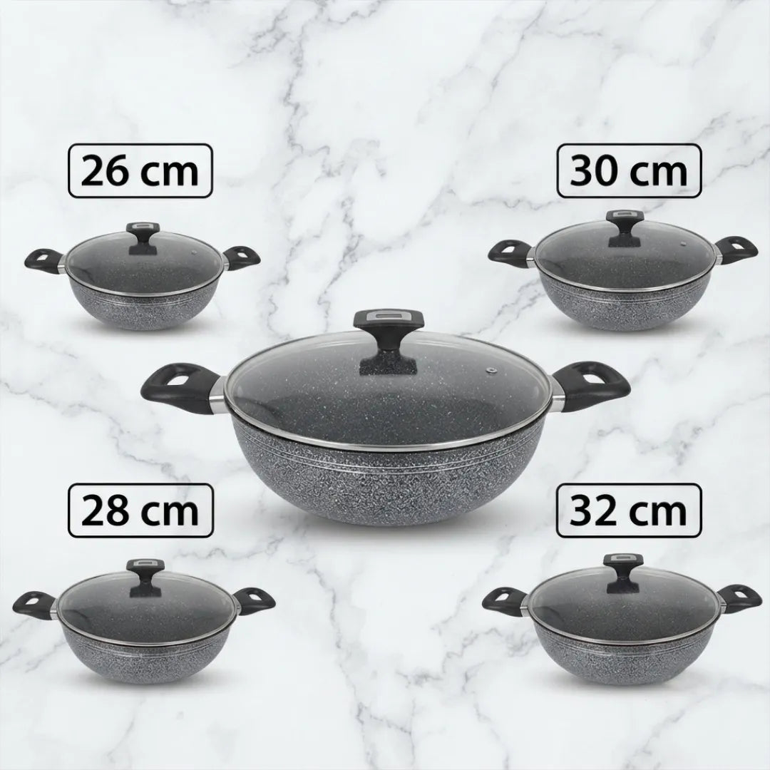 Premium Aluminum Wok. KARAHI. non-stick with glass lid.