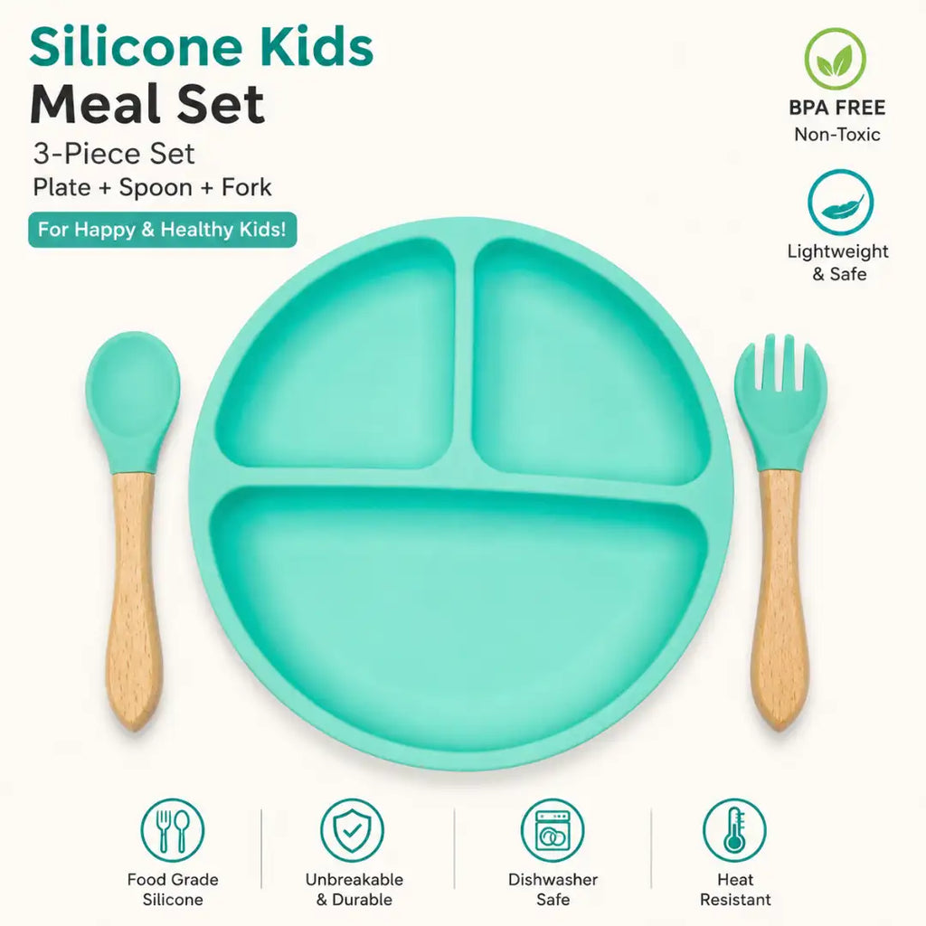 Silicone Kids Meal Set – 3 Piece Suction Plate Set